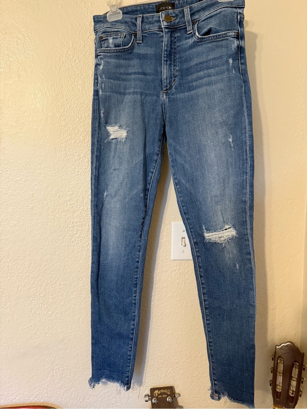 Joe's Jeans Medium Blue Distressed High-Rise Skinny Jeans (The Charlie)